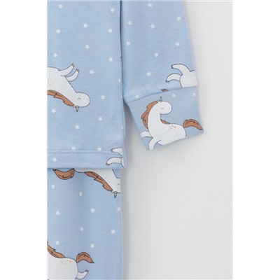 Пижама для девочки Crockid К 1552 летающие лошадки на небесно-голубом