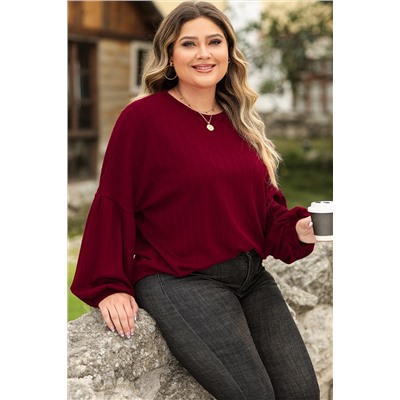 Red Dahlia Plus Size Balloon Sleeve Textured Knit Top