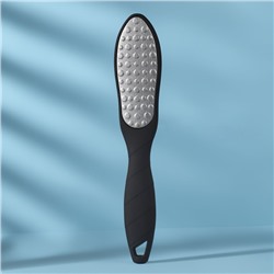 Тёрка для ног, лазерная, двусторонняя, прорезиненная ручка, 23 см, цвет чёрный