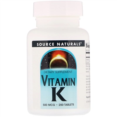 Source Naturals, Витамин К, 500 мкг, 200 таблеток