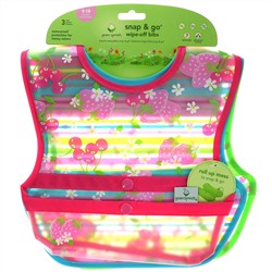 Green Sprouts, Snap & Go Wipe Off Bibs, 9-18 Months, 3 Pack