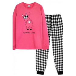Пижама для девочки 91229 (Розовый/черная клетка)