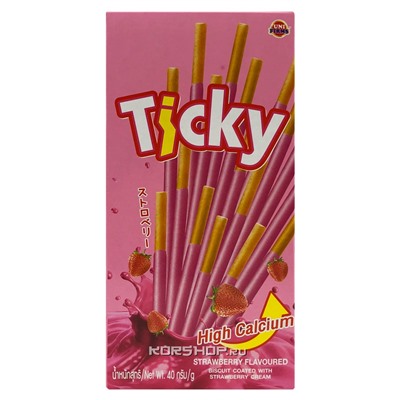 Печенье палочки в клубничной глазури Ticky, Таиланд, 40 г Акция
