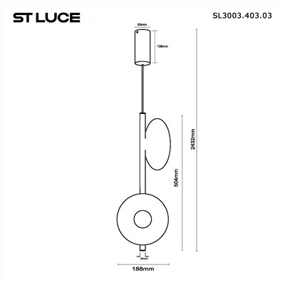 SL3003.403.03 Светильник подвесной ST-Luce Черный/Оранжевый, Черный LED 3*2W 3000K