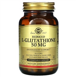 Solgar, восстановленный L-Glutathione, 50 мг, 90 вегетарианских капсул