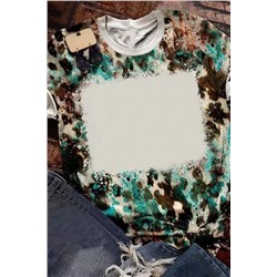 Blank Graphic Leopard Dyed Print T Shirt