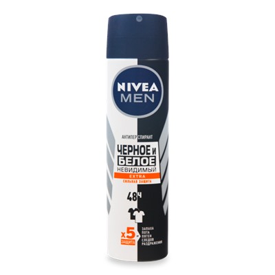 Дезодорант Спрей NIVEA MEN Антиперспирант Невидимый на черном и белом Extra 150 мл (85388)