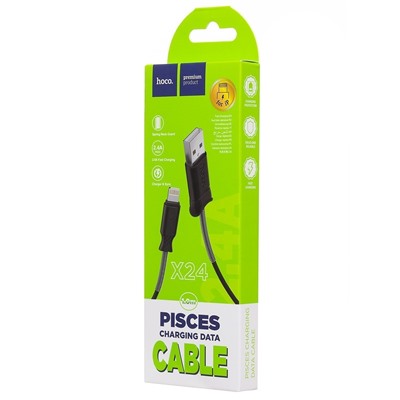 Кабель USB - Apple lightning Hoco X24 Pisces  100см 2,4A  (black)