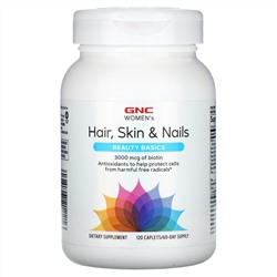 GNC, Beauty Basics, средство для волос, кожи и ногтей, для женщин, 120 капсул