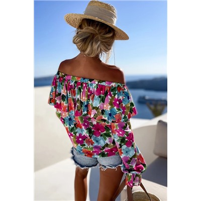 Floral Print Ruffled Off Shoulder Blouse