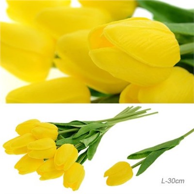 Цветок искусственный Тюльпан 30 см желтые / 1205 /уп 10/200/1200/ латэкс