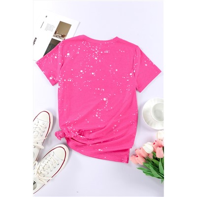 Розовая удлиненная футболка с графическим принтом