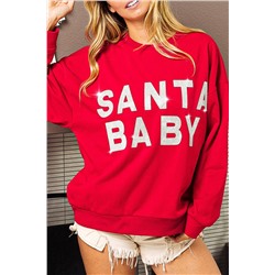 Fiery Red Shiny SANTA BABY Graphic Sweatshirt