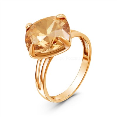 Кольцо из золочёного серебра с кристаллом Swarovski Золотая тень