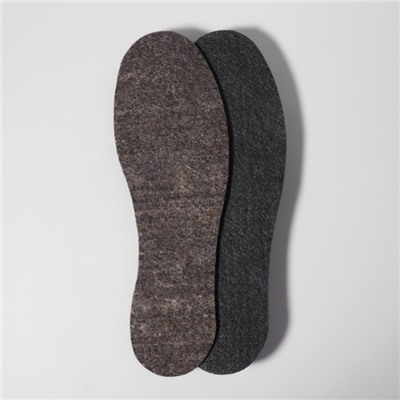 Стельки для обуви «Мягкий след», утеплённые, универсальные, р-р RU до 48 (р-р Пр-ля до 46), 30 см, цвет коричневый