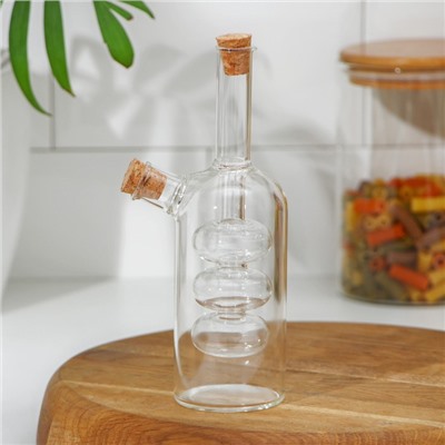 Бутылка стеклянная для соуса и масла 2 в 1 «Фьюжн», 250/100 мл, 8×6×20 см