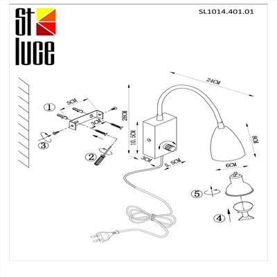 SL1014.401.01 Светильник настенный ST-Luce Черный/Черный GU10 1*3W