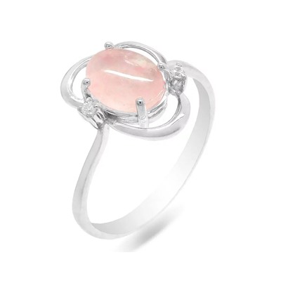Кольцо из серебра розовый кварц, СПН4113