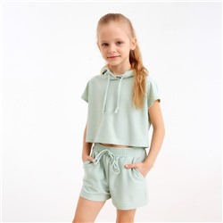 Комплект для девочки (топ, шорты) MINAKU: Casual Collection цвет оливковый, рост 140