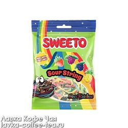 жевательный мармелад Sweeto Sour String Rainbow (Кислые спагетти), тутти-фрутти, пакет 80 г.