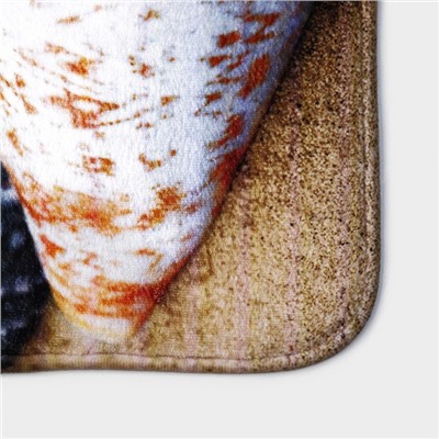 Набор ковриков для ванной и туалета Доляна «Ракушки на песке», 3 шт, 35×39, 40×50, 45×75 см