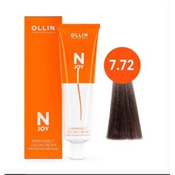 OLLIN "N-JOY" 7/72 – русый коричнево-фиолетовый, перманентная крем-краска для волос 100мл