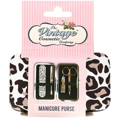 The Vintage Cosmetic Co., Manicure Purse, Leopard Print, 1 Kit