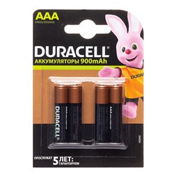 Аккумулятор AAA Duracell HR03 (850/900) mAh (4-BL) (4/40/15000)