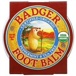 Badger Company, бальзам для ног, перечная мята и чайное дерево, 56 г (2 унции)