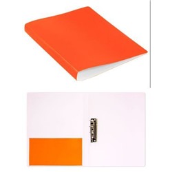 Папка с боковым зажимом пластиковая Double Neon DNE07СOR 0.7мм оранжевая с карманом (1131690) Бюрократ