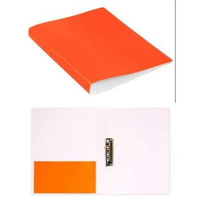 Папка с боковым зажимом пластиковая Double Neon DNE07СOR 0.7мм оранжевая с карманом (1131690) Бюрократ