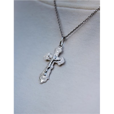 Крест из серебра родированный - 3,7 см