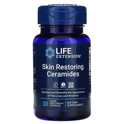 Life Extension, керамиды для восстановления кожи, 30 вегетарианских капсул с жидкостью