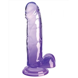 Фиолетовый фаллоимитатор с мошонкой на присоске 7’’ Cock with Balls - 20,3 см.