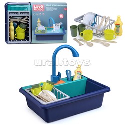 Игровой набор "Кухня" (раковина, моющее средство, посуда) 15 предметов, в коробке
