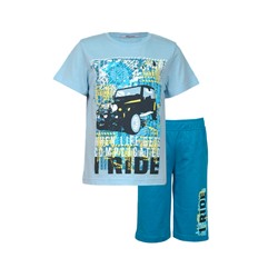 Комплект для мальчика (футболка/шорты), цвет голубой/индиго, рост 104 см