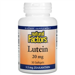 Natural Factors, Lutein, 20 mg , 30 Softgels