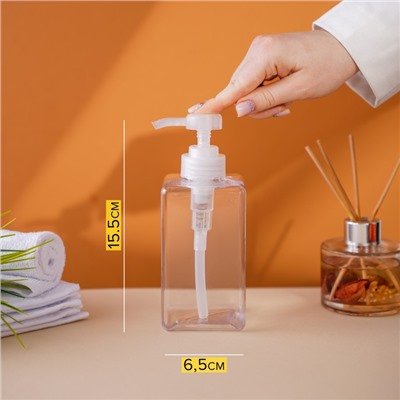 Дозатор для жидкого мыла Доляна, 500 мл, 6,5×15,5 см, цвет прозрачный