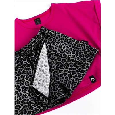 Комплект для девочки Baby Boom КД512/1-К-Б Фуксия + леопард черно-серый