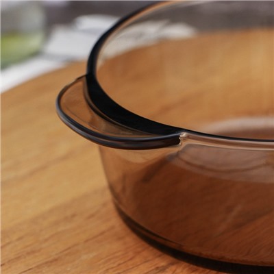 Супница стеклянная с крышкой «Дымка», 1 л, цвет коричневый