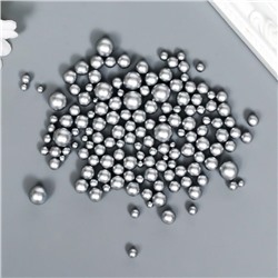 Декор для творчества пластик Шарики ассорти d-3-8мм 10гр матовое серебро 7459569