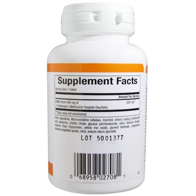 Natural Factors,  SAM-e (S-Adenosyl-L-Methionine), ISO-актив, 200 мг, 60 таблеток в кишечнорастворимой оболочке