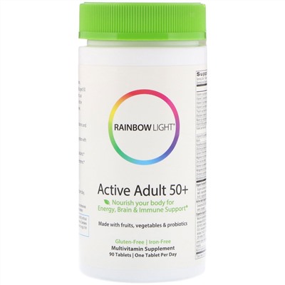 Rainbow Light, Active Adult 50+, мультивитамины для взрослых старше 50 лет, 90 таблеток