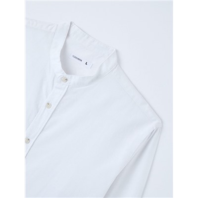 Однотонная рубашка с воротником-стойкой Чисто-белый