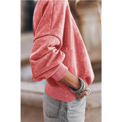 Drop Shoulder Crew Neck Pullover Sweatshirt