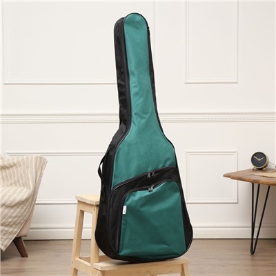 Чехол для гитары классический, c 2-мя ремнями, объёмные карманы, 100 х 39 х 6 см МИКС