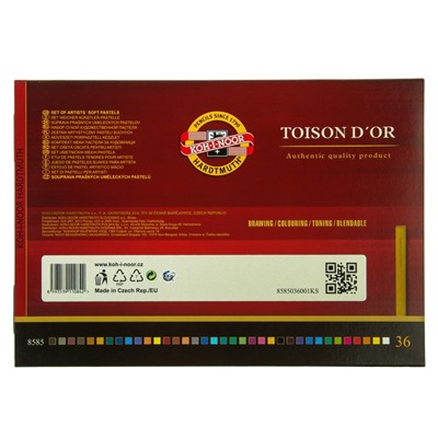 Пастель сухая художественная 36 цветов, Soft Koh-I-Noor TOISON D`OR 8585