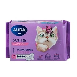 AURA Прокладки женские гигиенические Soft & Comfort super 7 шт