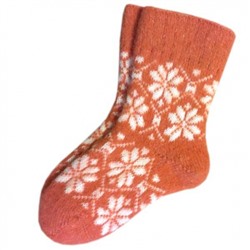 Женские шерстяные носки терракотовые с узором - 802.87