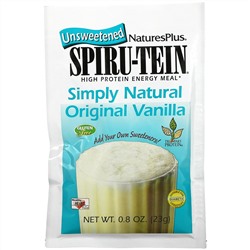 Nature's Plus, Spiru-Tein, High Protein Energy Meal, Vanilla, Unsweetened, 8 Packets, 0.8 oz (23 g) Each